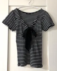 COMME CA ISM ボーダー 半袖 Tシャツ リボン Mのサムネイル