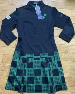 新品タグ付き PEARLY GATES 黒緑チェック ワンピーサイズ1