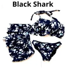 Black Shark花柄 ホルターネック セパレートビキニ 3点セットのサムネイル