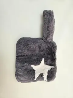 グレー ファー 星型刺繍 クラッチバッグ