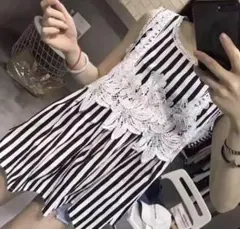 レースライン 豪華刺繍ブラウス チュニック トップス