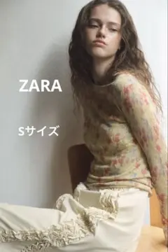 ZARA フローラルプリントニットトップス　S ZARA フローラルプリントニットトップス XS - メルカリ