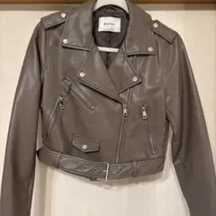 stradivarius ブラウンライダースジャケット