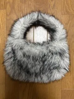 グレー フェイクファー ハンドバッグ
