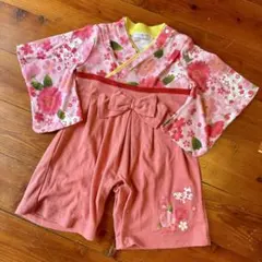 ロンパース　お祝い　着物　袴　ピンク　70