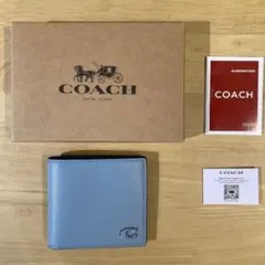☆新品未使用COACH 二つ折り財布 ライトブルー