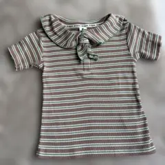&.mignon 襟付きストライプTシャツ 100cm