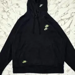希少XXL✨️ナイキ プルオーバー パーカー 黒 3連スウッシュ 刺繍ロゴ