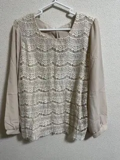 Chérie ベージュ レース長袖ブラウス