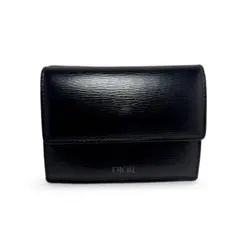 Christian DIOR 三つ折り財布　ブラック　レザー　ロゴ型押しのサムネイル