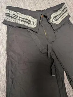 BEAMS 希少九分丈ブラックカーゴパンツ ホワイト刺繍付き　サイズМ