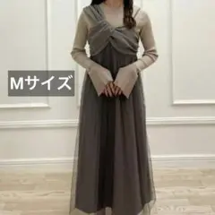しまむら フロントデザインキャミワンピースrisaコラボ Mサイズ グレー