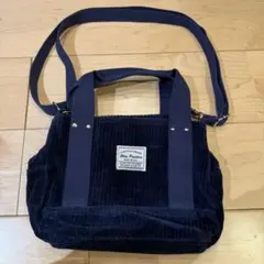 新品未使用　タグなし　コーデュロイ　紺色　ショルダーバック　ハンドバッグ