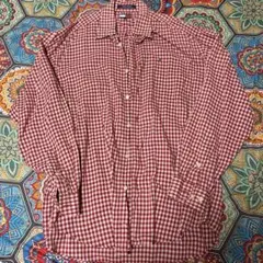 Tommy Hilfiger 赤白チェック 長袖シャツ M 日本サイズはXL