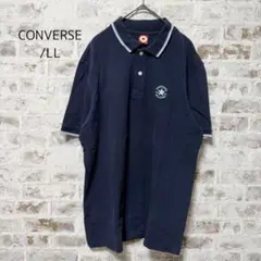 2784　【CONVERSE】半袖　ポロシャツ　ネイビー　水色　LL　コンバースのサムネイル