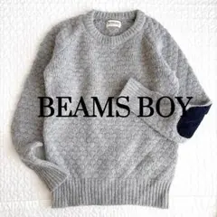 BEAMS BOY 3 Gauge Raven Crew Neck Knit Wool Gray