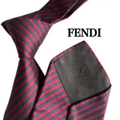 FENDI フェンディネクタイ ストライプ柄 ボルドー×ブラックレジメンタルタイのサムネイル