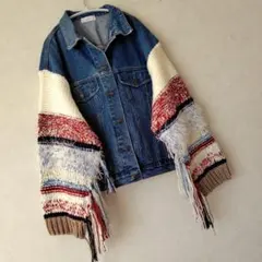 MOCA デニムジャケット ニットスリーブ