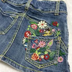 DAT 刺繍 バンビ お花 クローバー デニムスカート 110のサムネイル