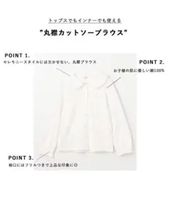 丸襟カットソーブラウス ホワイト