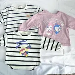 ベビー　長袖　ロンT 90 三枚セット　アンパンマン