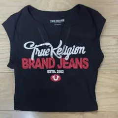 TRUERELIGIONロゴラインストーンTシャツブラックトップストルーのサムネイル