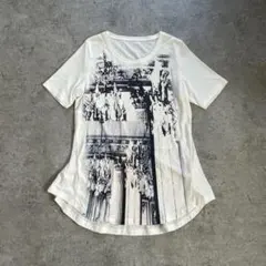 ヴィンテージ半袖Tシャツ 幾何学模様 モノトーン コットン100% シック 古着のサムネイル