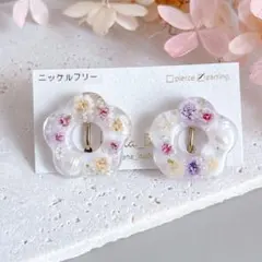 OUTLET品！No.712 かすみそうのサークルイヤリング