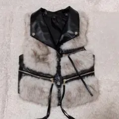 【極美品】ANDREA & Co.フェイクファーライダースベストフリーサイズ