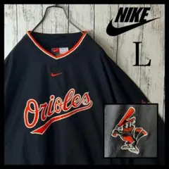 【希少】ナイキ オリオールズ ナイロンジャケット L リブライン リンガー 黒