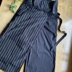 日本製jun okamoto 個性ガウチョパンツ 黒と白のストライプ 36