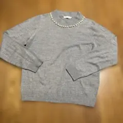 earth music&ecology グレー M パールニット