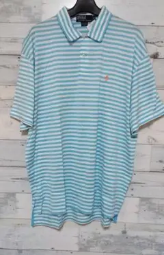 Polo Ralph ラルフローレン ★ ライトブルー ボーダー ポロシャツ