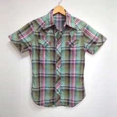 ★日本製 TMT チェック 半袖 ウエスタンシャツ
