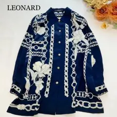 美品✨LEONARD レオナール シルク シャツ ブラウス 長袖 花柄 水玉 M 