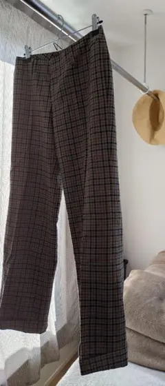 INED チェック柄 ワイドパンツ