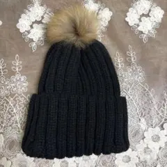 ニット帽 黒 チャイニーズラクーン