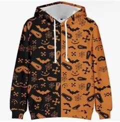 ❣️匿名配送❣️メンズハロウィーンロングパーカープルオーバープリントポケット