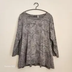 チュニック　Aライン　長袖　Ｔシャツ　花柄　裾フレア　XL