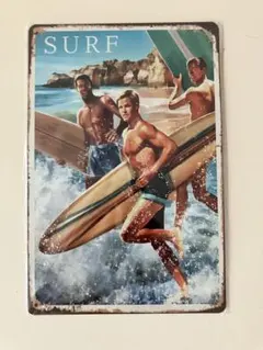 SURF サーフボード メタルプレート ブリキ看板 レトロ