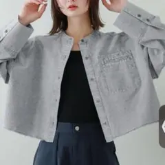 sense of place ⭐️ 春物　バンドカラー　デニムシャツ　長袖