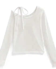 リボンワンショルテレコリブトップス　オフホワイト