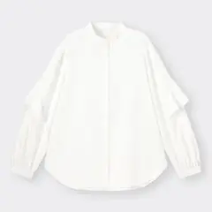 新品　GU ラッフルスリーブブラウス（長袖）Q オフホワイト