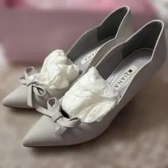 Diana リボン付きライトグレー ハイヒール 箱付き