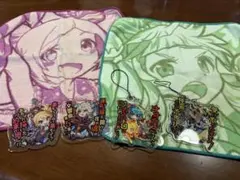 モンスト 一番くじ ハンカチ アクリルキーホルダー 7点セット ラバーストラップ