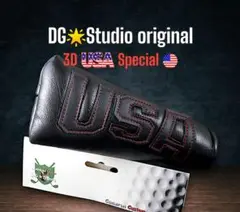 ★立体感3D USA★ブラック+レッドステッチヘッドカバー★マグネット