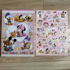 【平成レトロ】ベビーミッキー＆フレンズ 便箋パッド＆シールセットのサムネイル