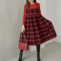 美品✨現行品　OBLI オブリ　チェック　キャミ　ワンピース　コットンのサムネイル