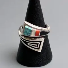美品 14号 ナバホ アルバート フランシスコ インレイ リング 指輪