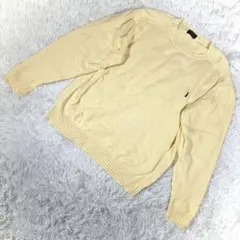 イーストボーイ【F】コットンニット 長袖 刺繍ロゴ ライトイエロー